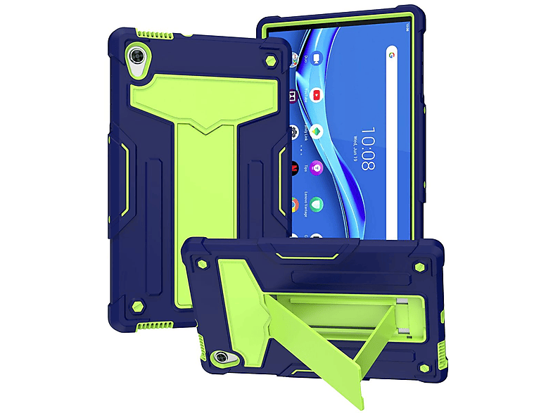 WIGENTO Kunststoff / 2nd Hülle Silikon Hybrid M10 Gen mit TB-X306X, Blau-Grün Outdoor Backcover, HD Lenovo, Tab Aufstellfunktion