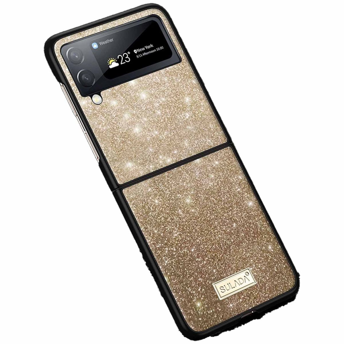 WIGENTO Glitzer Samsung, Z Gold Hülle, 5G, Design Backcover, Flip4 Kunststoff Galaxy