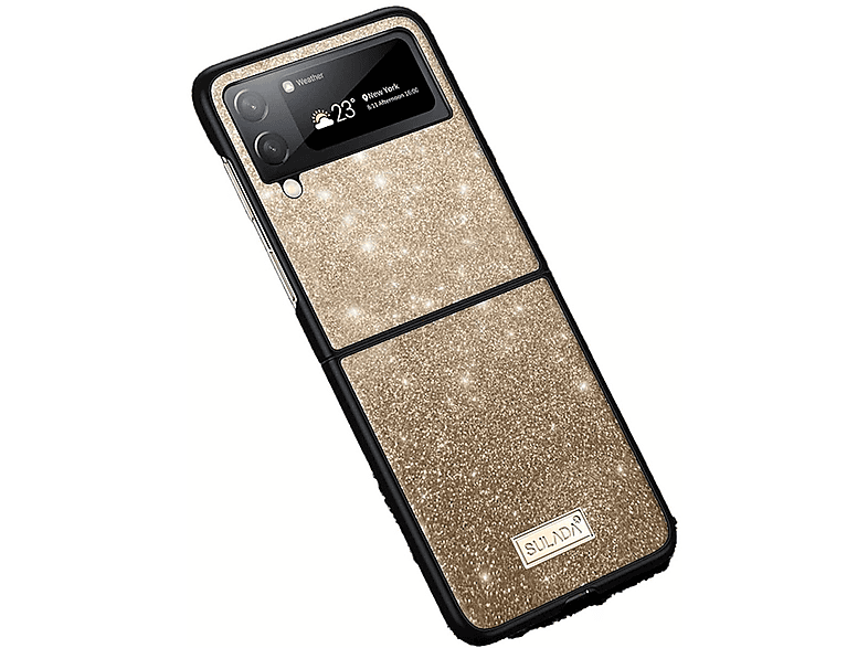 WIGENTO Glitzer Design Kunststoff Galaxy Backcover, 5G, Samsung, Flip4 Gold Hülle, Z