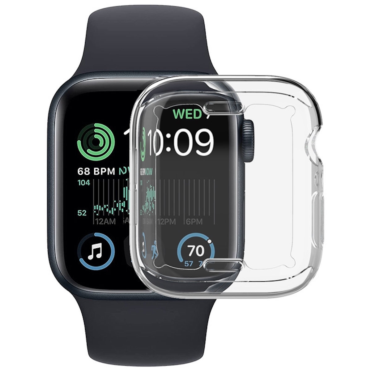 360 SE Kunststoff Transparent / Schock 2022 Watch Cover, 2023 Full 40mm, Apple, TPU WIGENTO Silikon Grad Hülle,