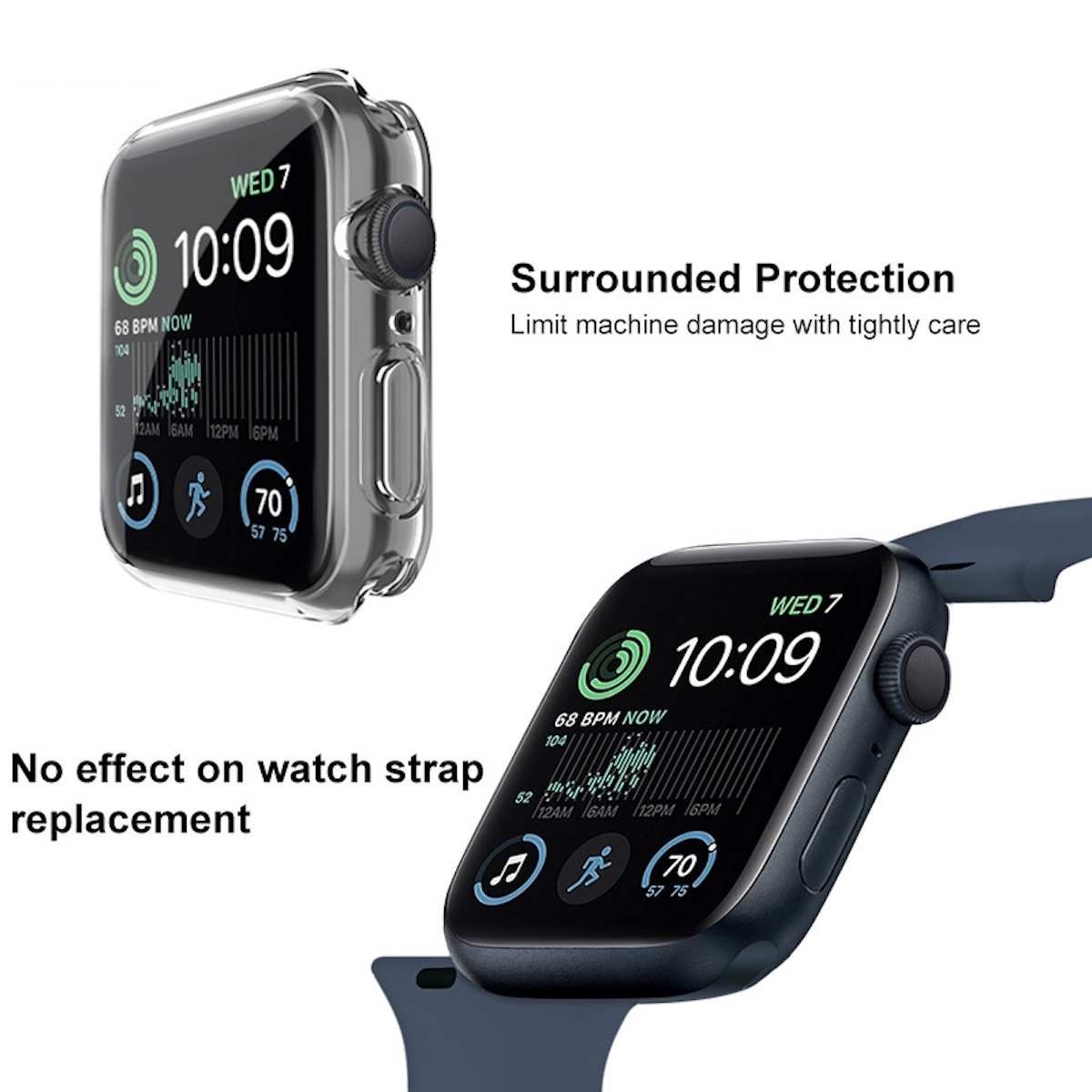 SE 2023 Apple 2022 Watch TPU 44mm) Hülle WIGENTO Silikon Schock Smartwatchhülle(für /