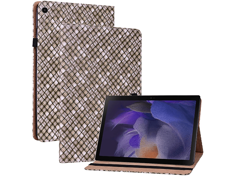 WIGENTO Design Muster / UP Cover, X200, A8 Kunstleder Tasche 2021 & Tab Funktion, Wake Samsung, Aufstellfunktion mit Braun X205 Galaxy Sleep Full
