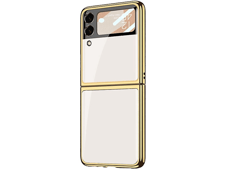 WIGENTO Lackierte Glas Design Hülle, Backcover, Samsung, Galaxy Z Flip4 5G, Gold