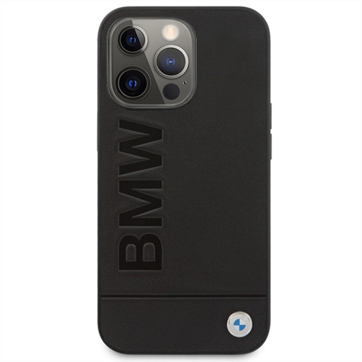 BMW Metal Logo Design iPhone Hülle Backcover, Apple, Cover, 14 Schwarz Pro