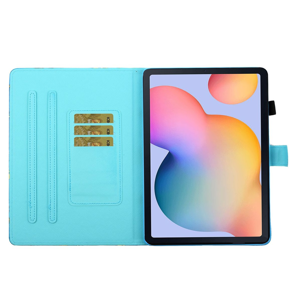 Druck Blau Galaxy Muster Tab Cover, Full mit Fach, mit Schutz WIGENTO Kreditkarten 2021 Samsung, Design Lite A7 Samsung 8.7, Motiv Tasche