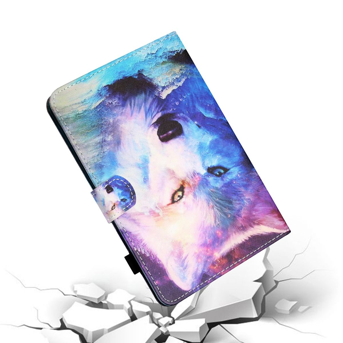 WIGENTO Design Muster Samsung, Fach, Schutz Kreditkarten mit Galaxy Lite Full Cover, Blau Tab Samsung 2021 A7 8.7, Motiv mit Tasche Druck