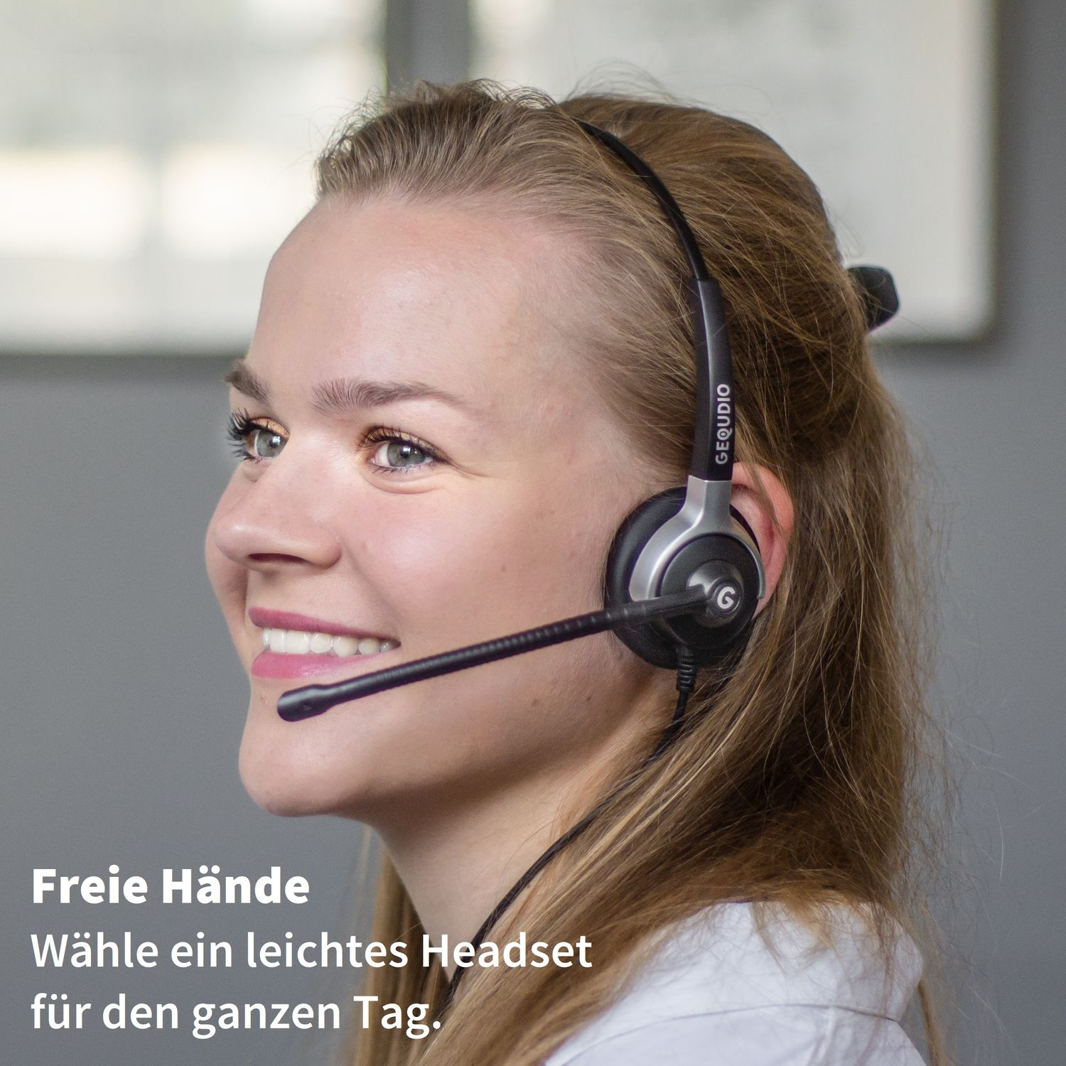 1-Ohr Schwarz Kabel, mit GEQUDIO Headset Unify Headset On-ear für