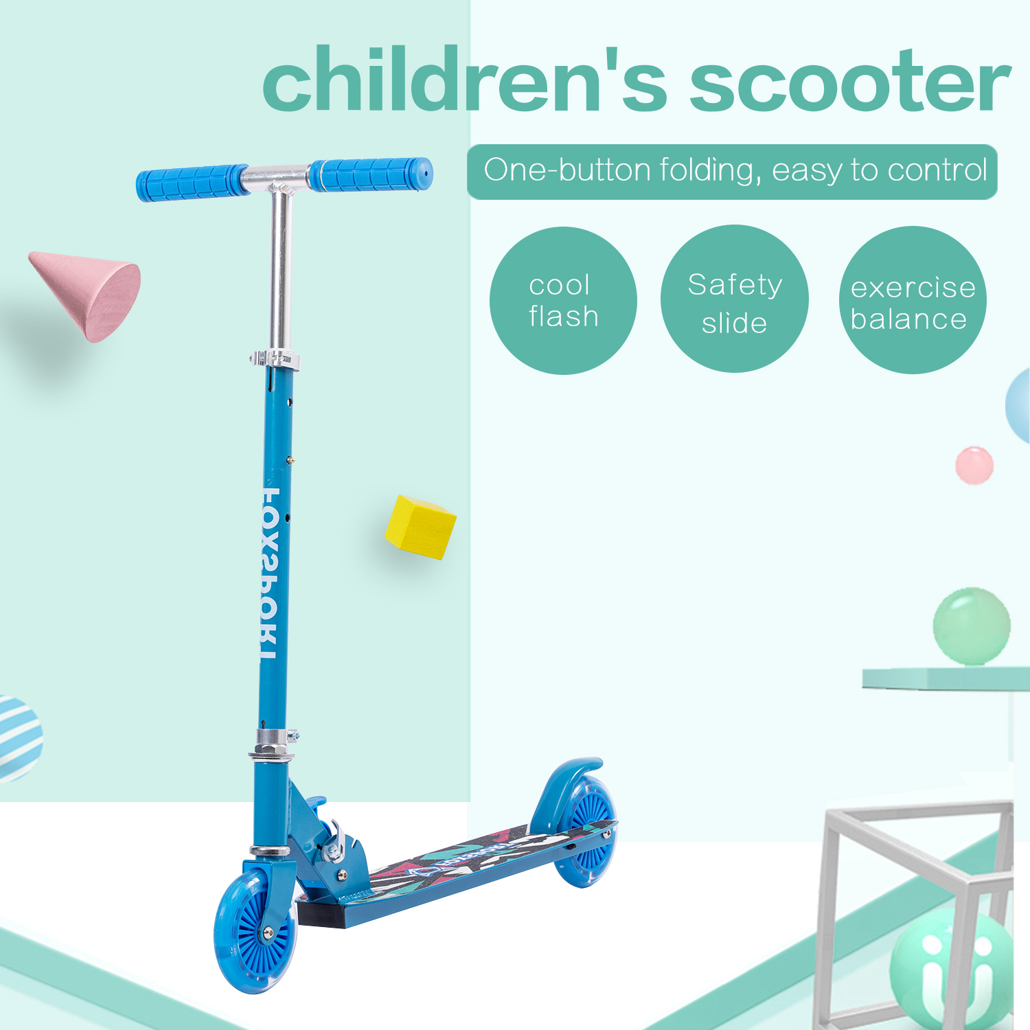 FOXSPORT Scooter E-Scooter (4,7 Blau) für Kinder Zoll