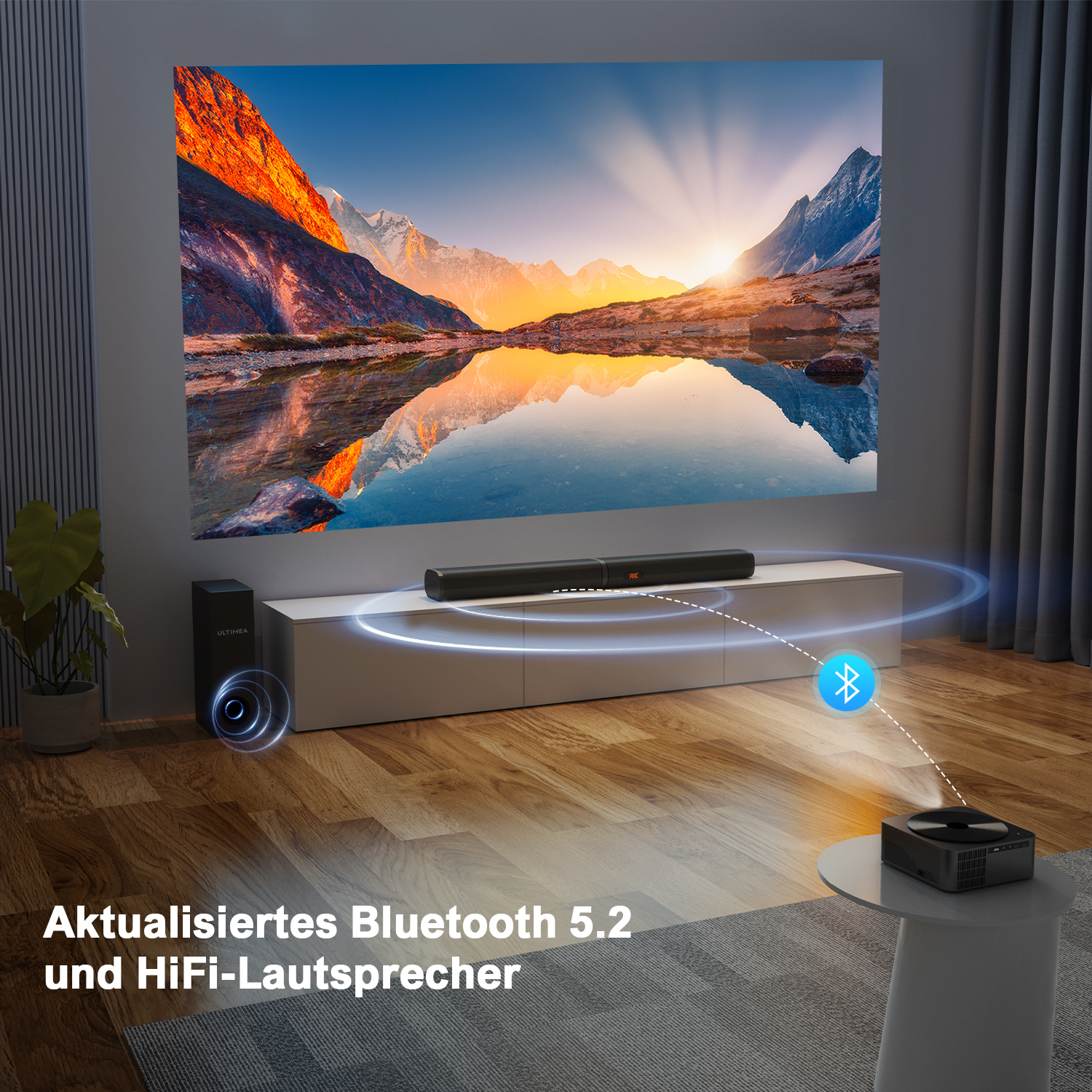 Heimkino-Systeme, Beamer+190W Systeme schwarz) Bluetooth, Speaker Soundbar Full HD 1080P P40 Heimkino ULTIMEA