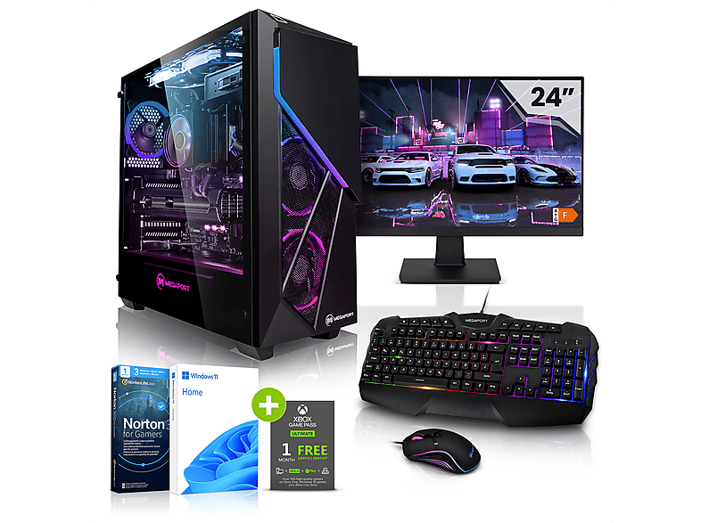 MEGAPORT Komplett PC Set Vision AMD Ryzen 7 5700X, Gaming PC mit Ryzen