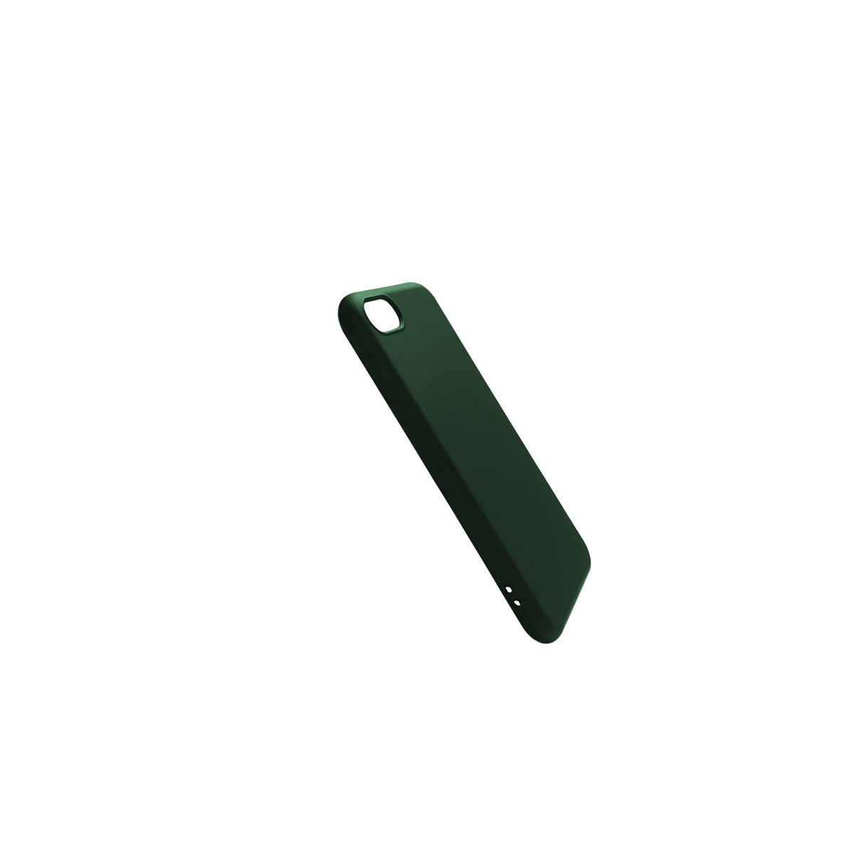 Dunkelgrüne Handyhülle auf weißem Hintergrund, mit schlichtem Design und glatter Oberfläche.