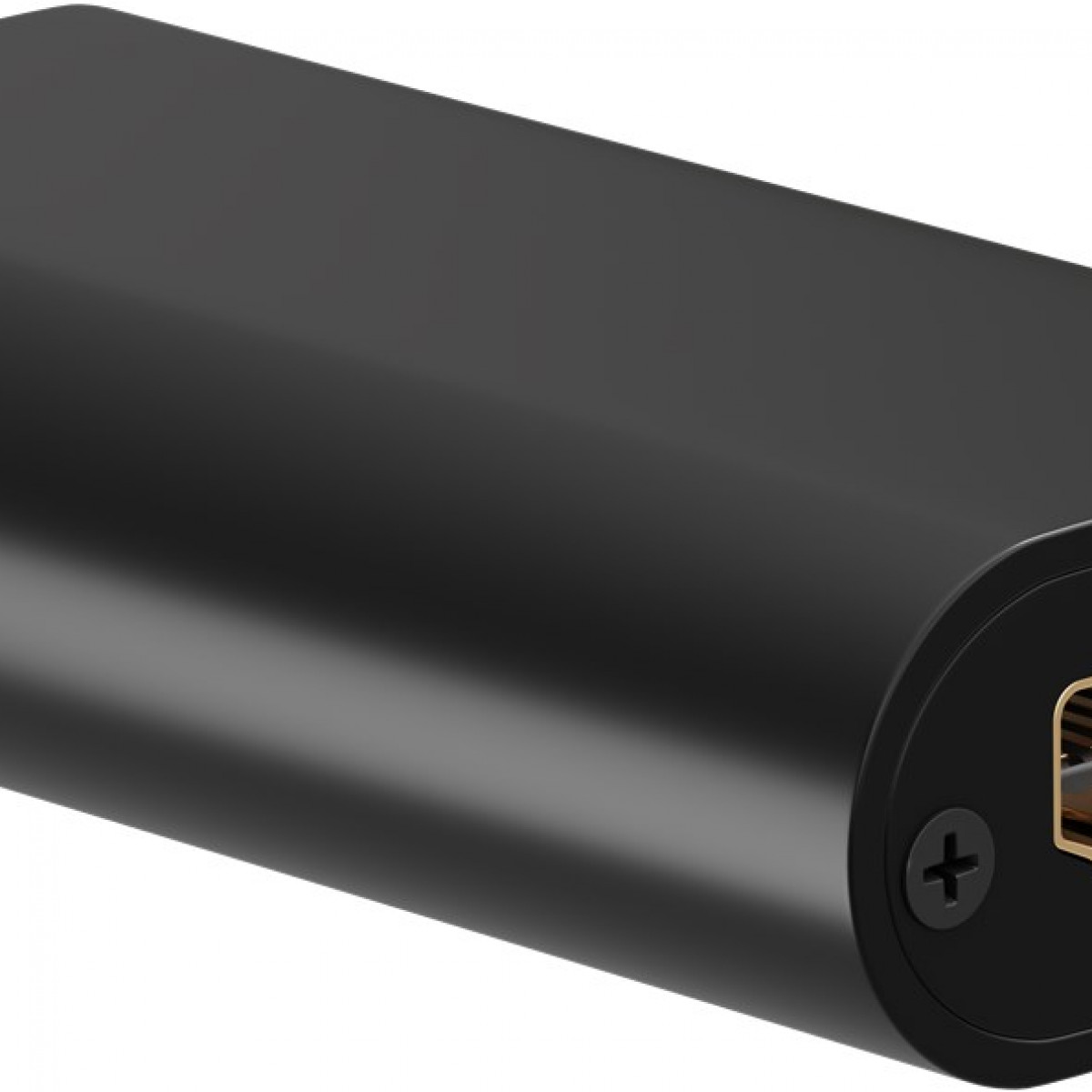 Schwarzer USB-C-Anschluss, in einer Nahaufnahme.