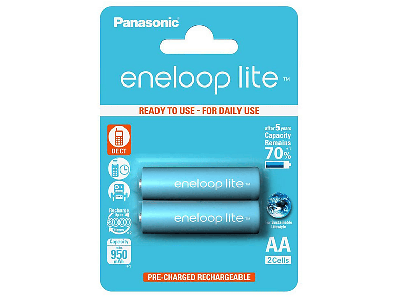 EL05273 AA PACK Stück PANASONIC Mignon mAh 2ER Batterie AA (wiederaufladbar), 1000 LITE 2