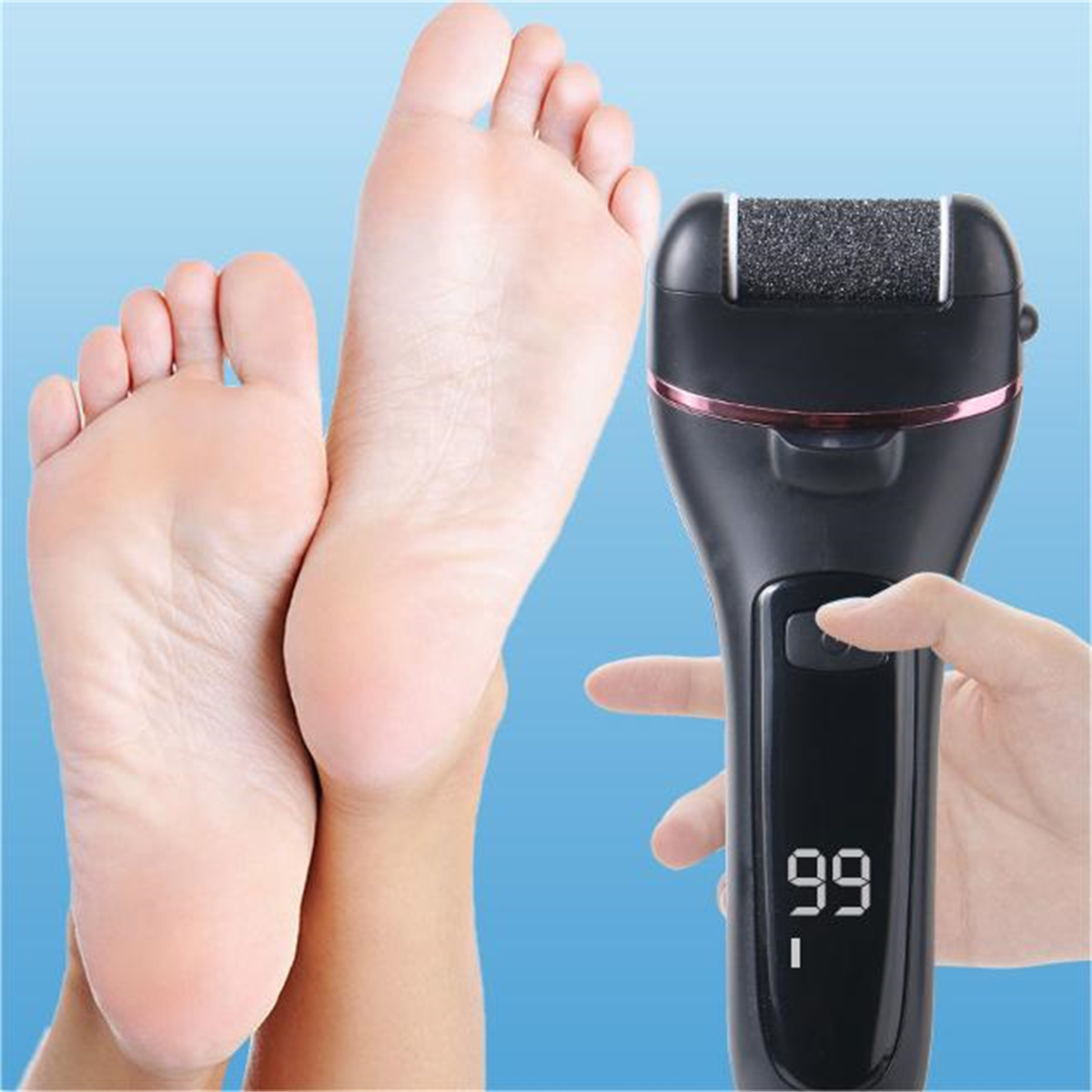 LACAMAX Fußschleifer Schwarz Digital Display Fußschleifer Aufladen Set Waschen Hornhautentferner Schwarz Wasser Elektrische
