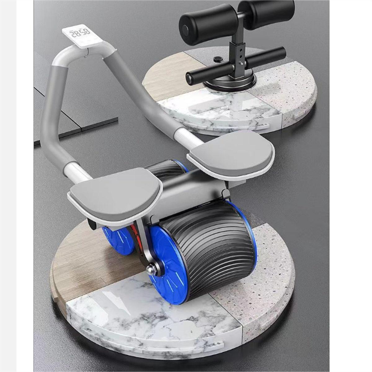 LACAMAX Automatisches Bauchrad - Wissenschaftliche Heimtrainer, Kraft, Rückstoß automatischer Blau