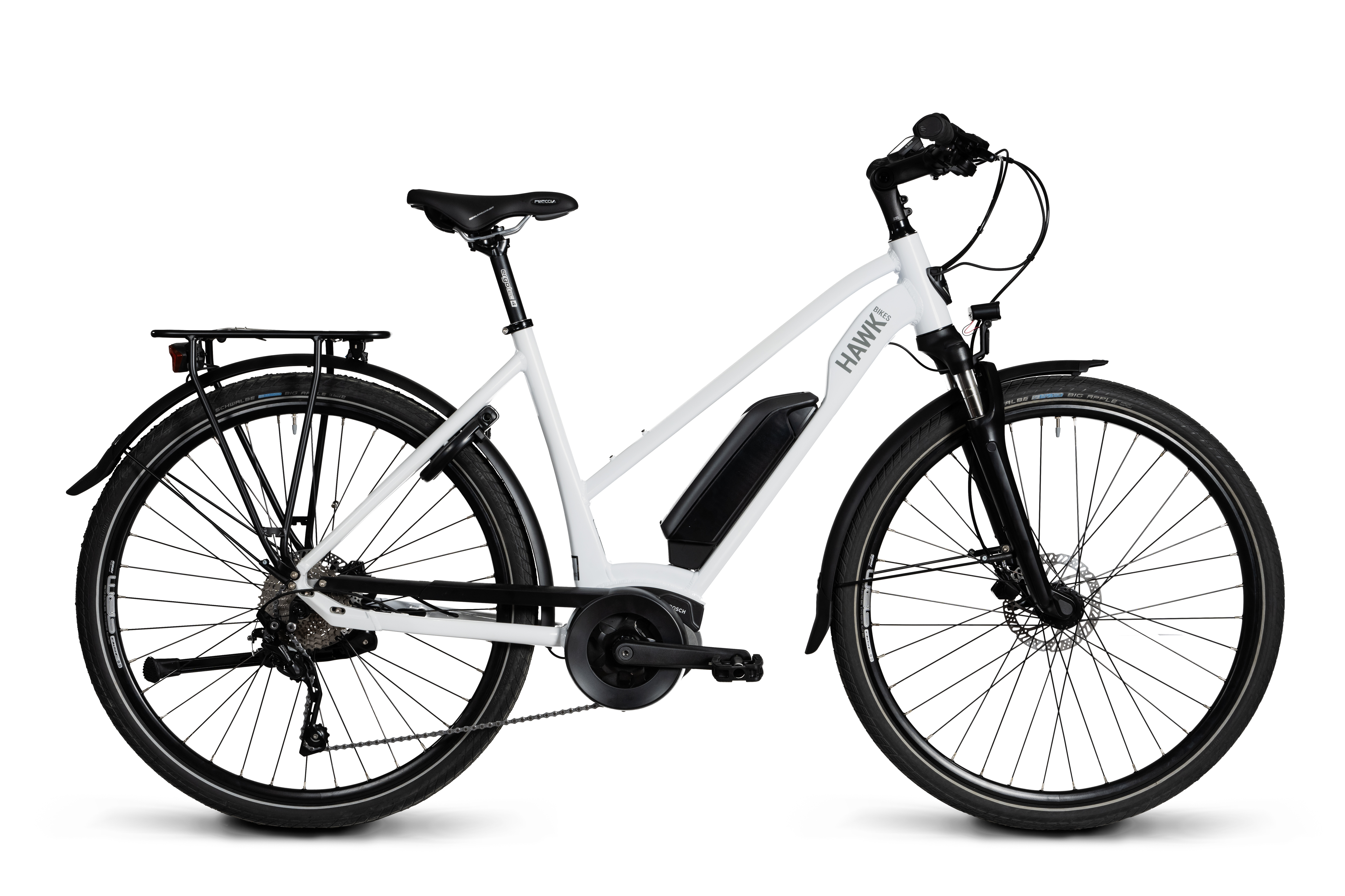 Weiß) E-Trekking Citybike 500 Damen-Rad, 28 (Laufradgröße: 53cm Lady Zoll, HAWK