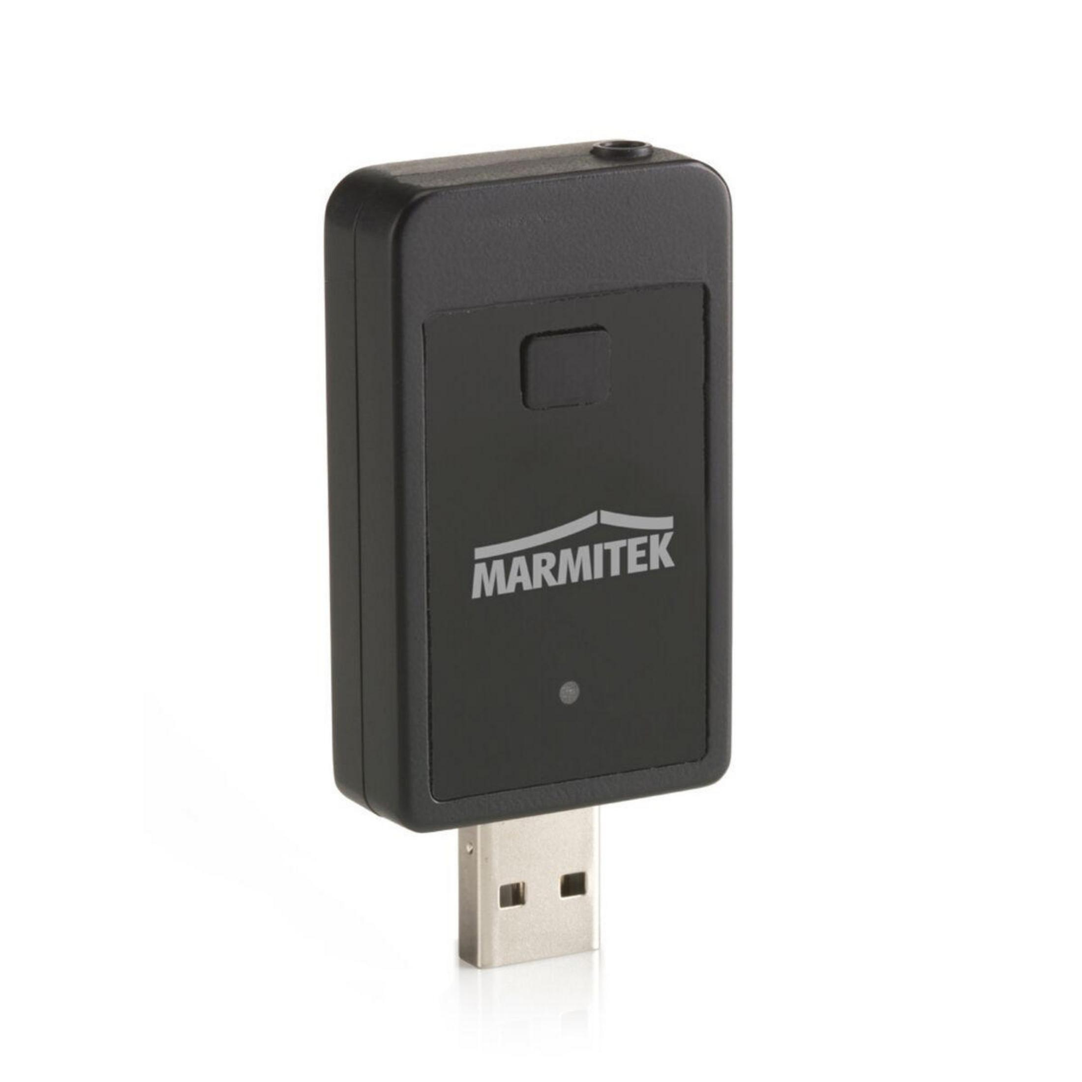 Dispositivo USB Marmitek nero. Ha un connettore USB.