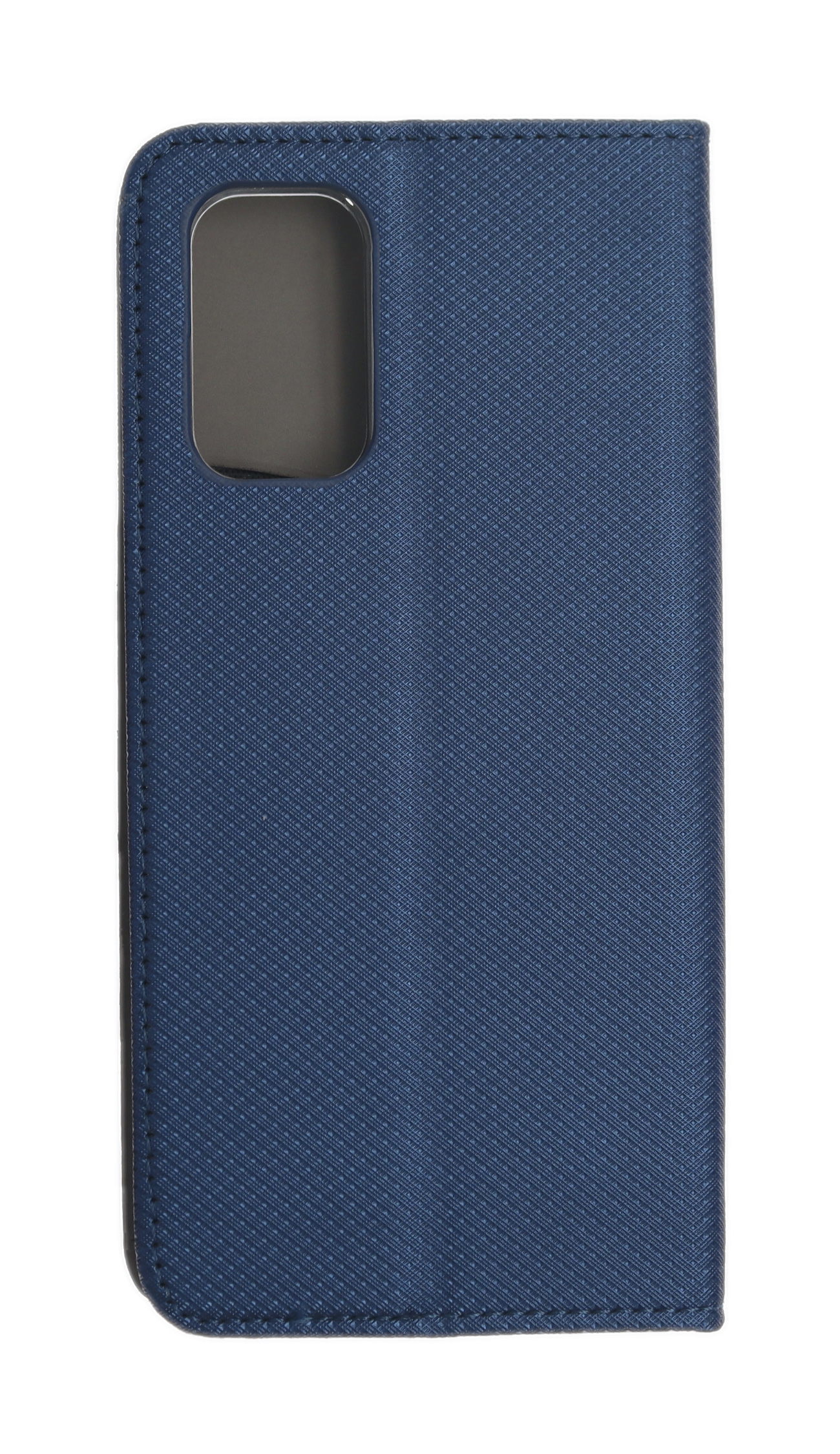 Marineblaue Handyhülle mit Diamantstruktur und Kameraausschnitt.