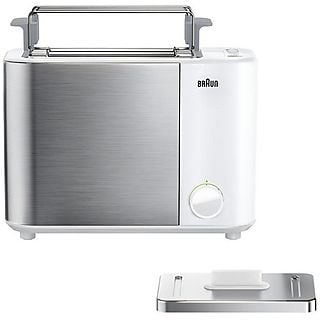 Tostadora - BRAUN HT 5010 WH, 1000 W, 2 ranuras, 2 rebanadas, 13 niveles tostado, Inox