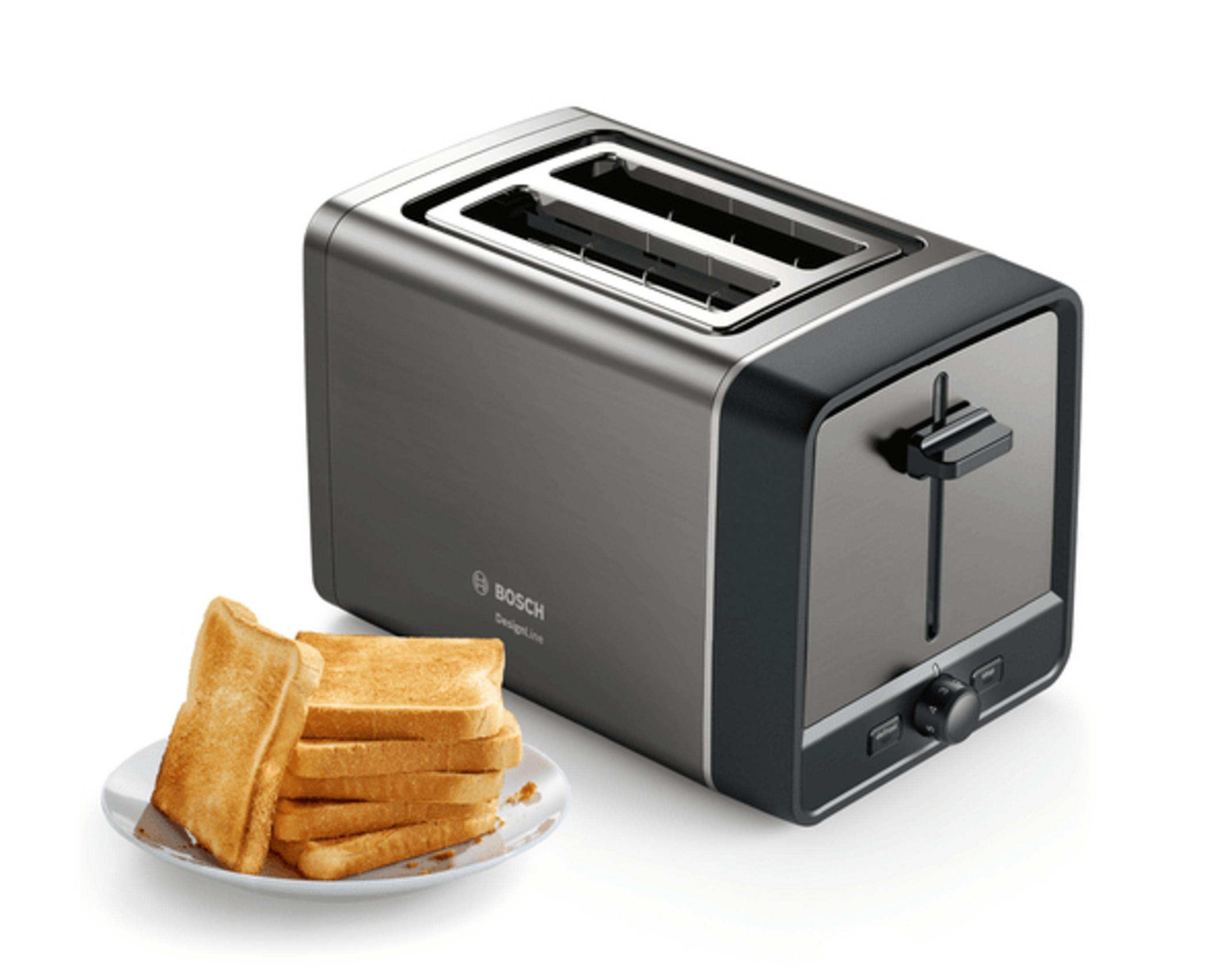 Grau/Schwarz 2) 5 (970 Toaster TAT Watt, P BOSCH Schlitze: DE 425