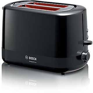 Tostadora - BOSCH TAT3A113, 800 W, 2 ranuras, 2 rebanadas, 7 niveles tostado, Negro