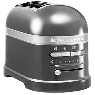 Tostadora - KITCHENAID AKLBB359981614, 1250 W, 2 ranuras, 2 rebanadas, 7 niveles tostado, Gris