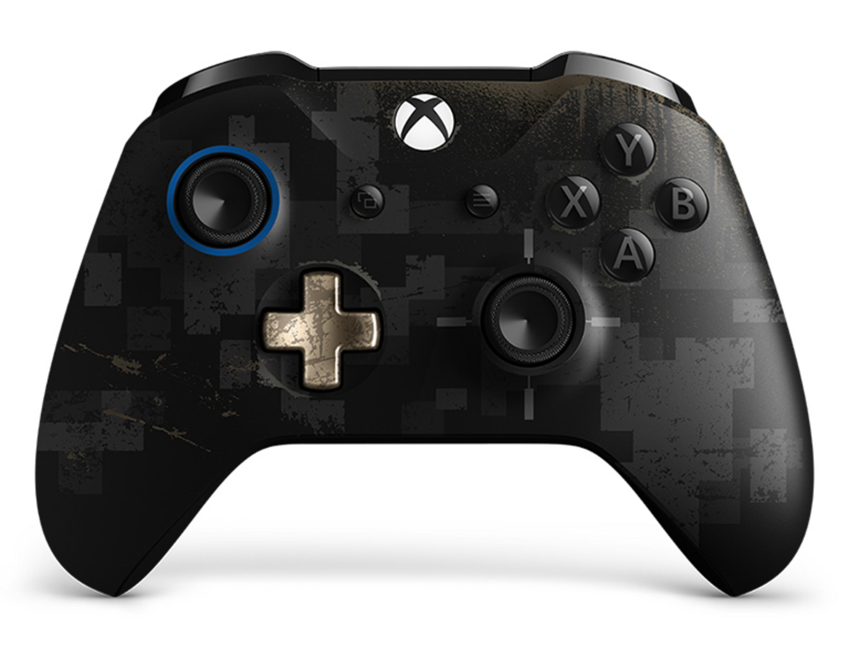 Xbox-Controller mit Tarnmuster, schwarz, braun, grau und weiß.