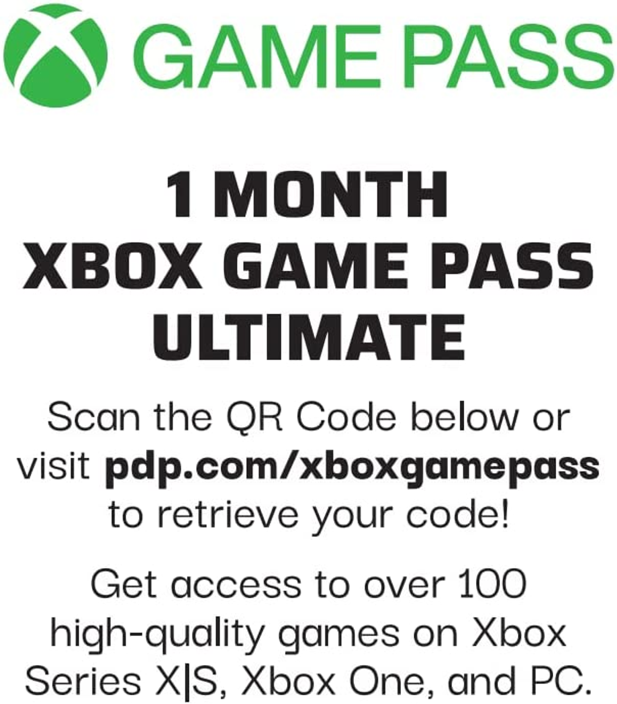 Reklama Game Pass z tekstem na białym tle.