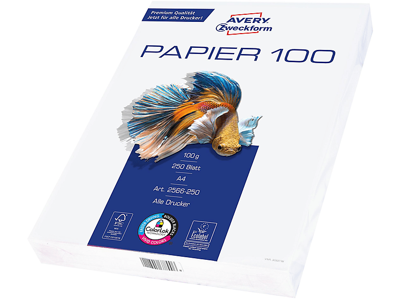 AVERY ZWECKFORM 2566250 DRUCKER UND KOPIERPAPIERA4 100G 250BL Drucker