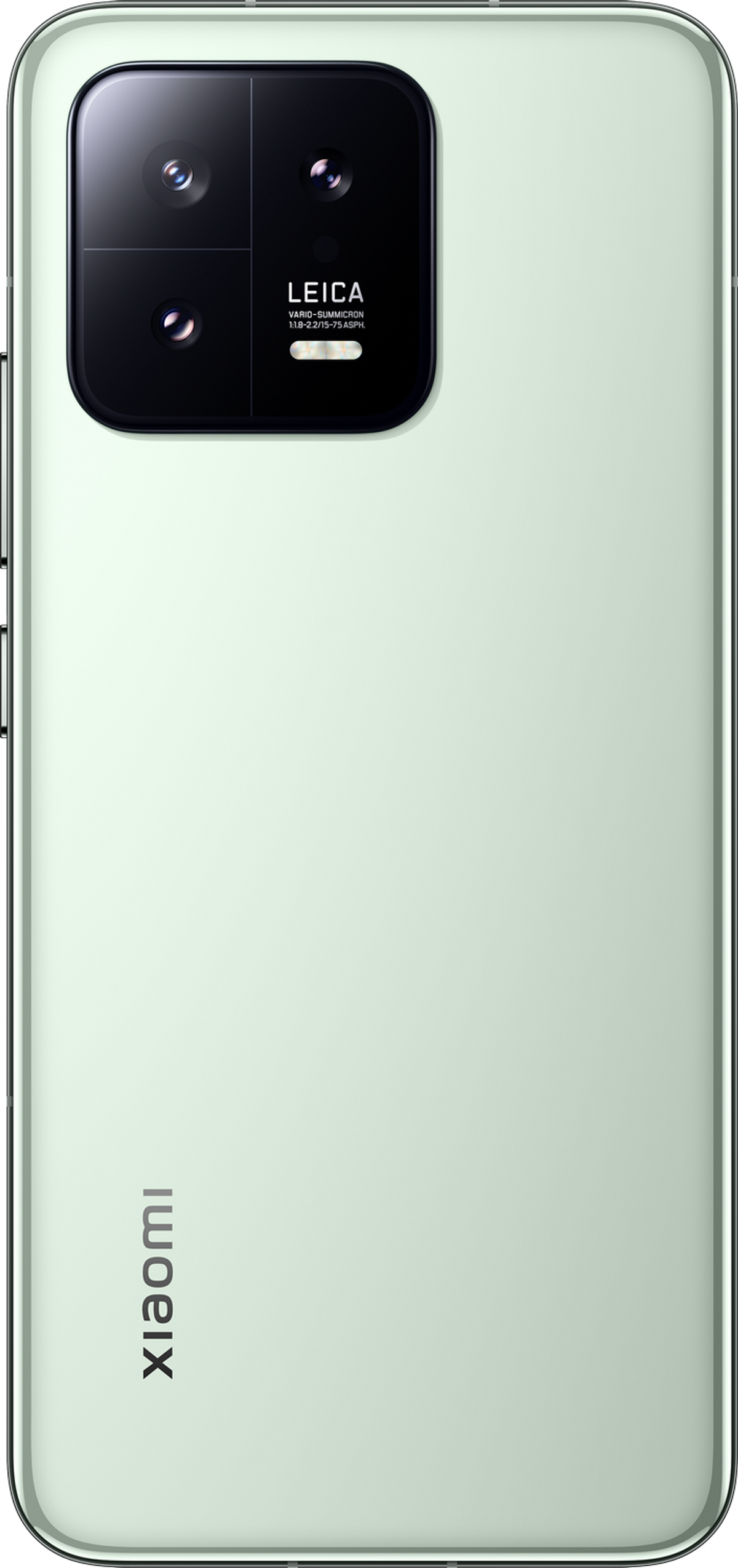 Un smartphone vert clair avec plusieurs caméras arrière.