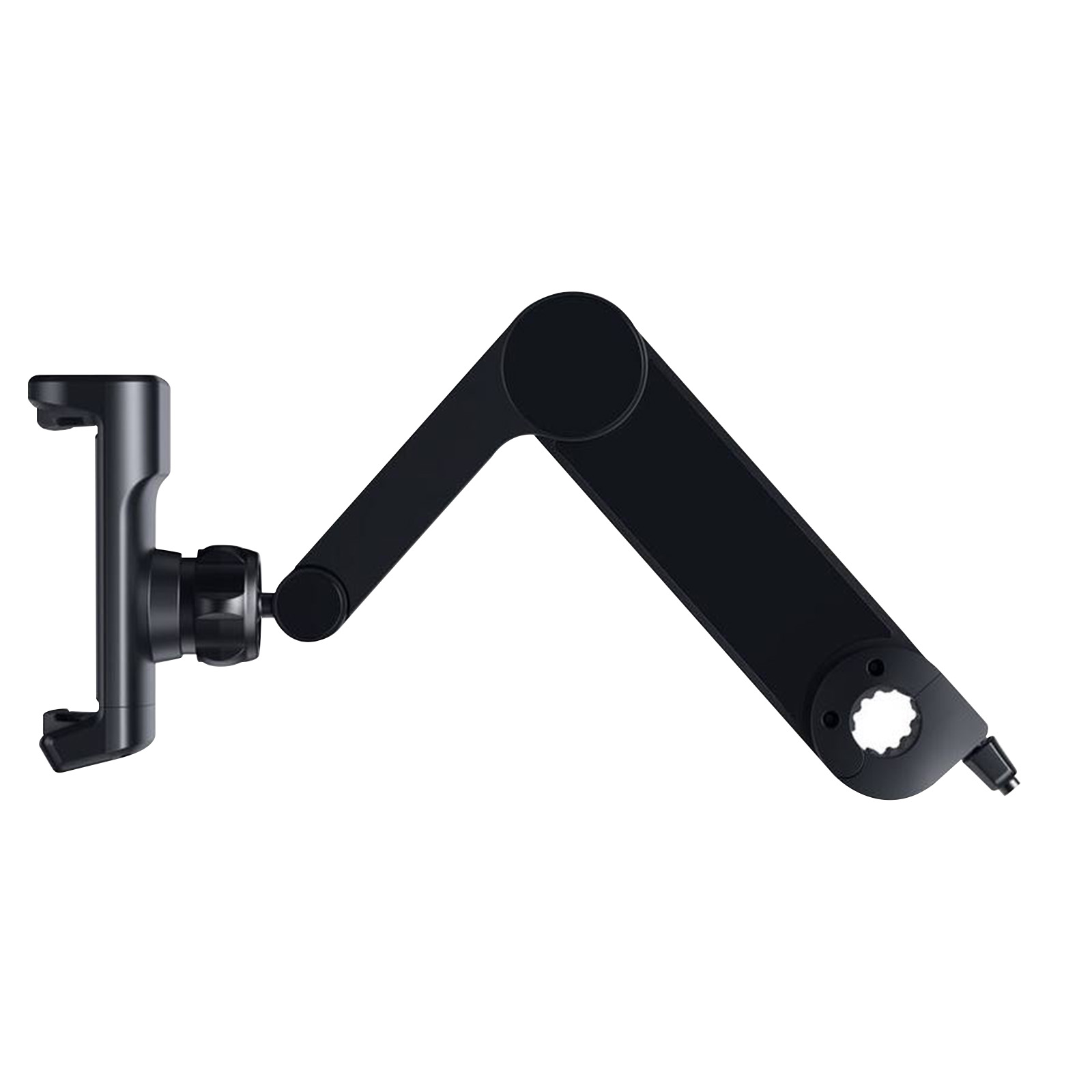 Czarny ramię uchwytu na telefon. Przegubowy, z uchwytem.