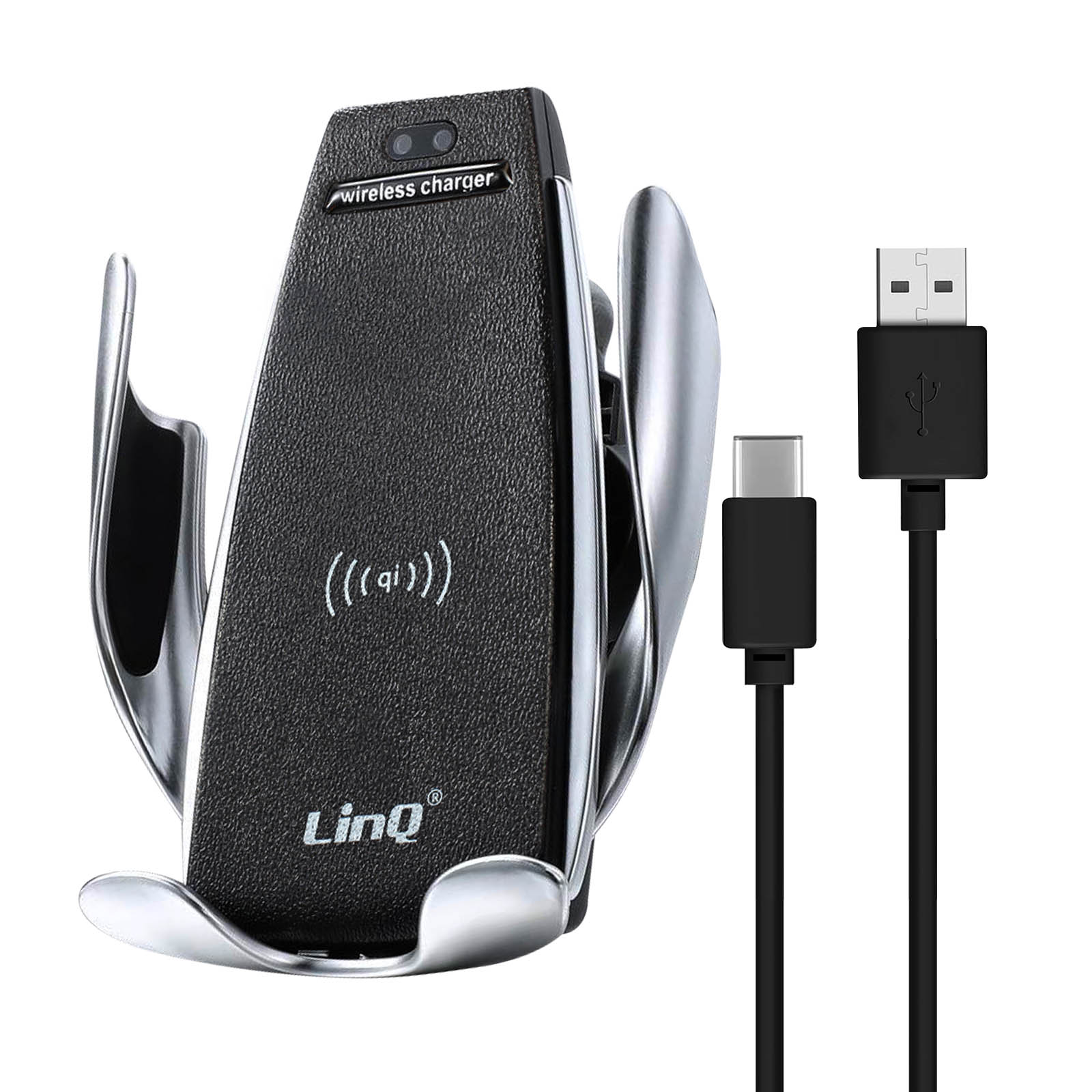 Cargador inalámbrico con cables USB y Tipo-C.