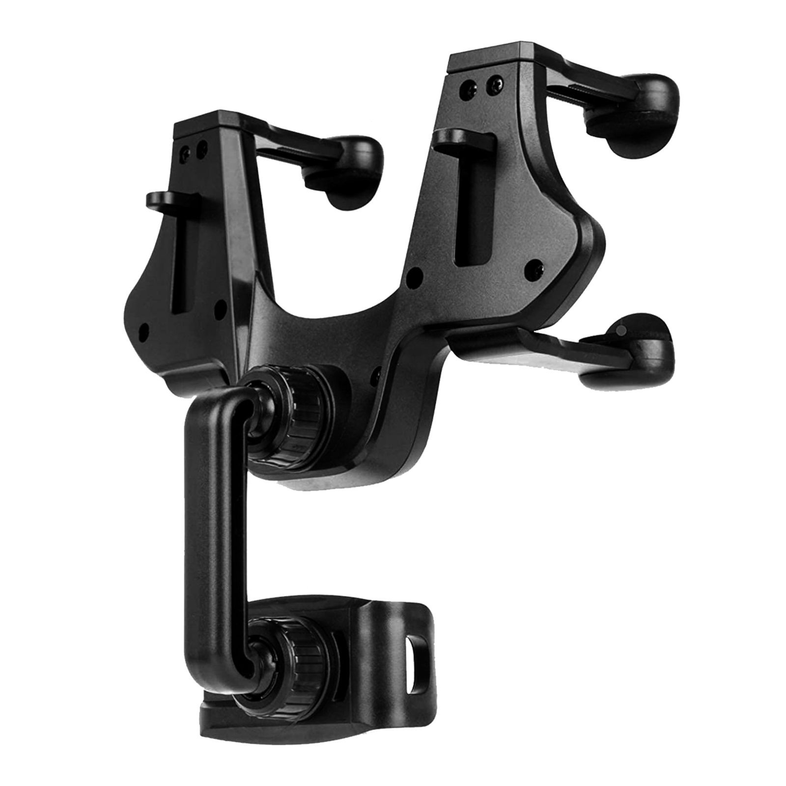 Supporto telefono nero. Giunti multipli, con base di montaggio.