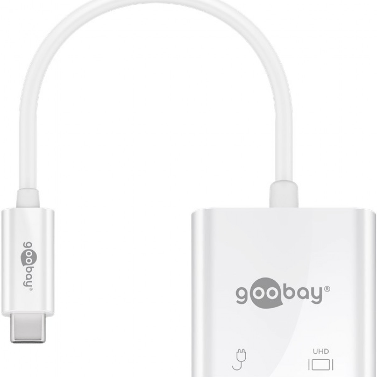 GOOBAY USB-C™-auf-HDMI™-Adapter Power 60 Weiß Adapter, W mit Delivery