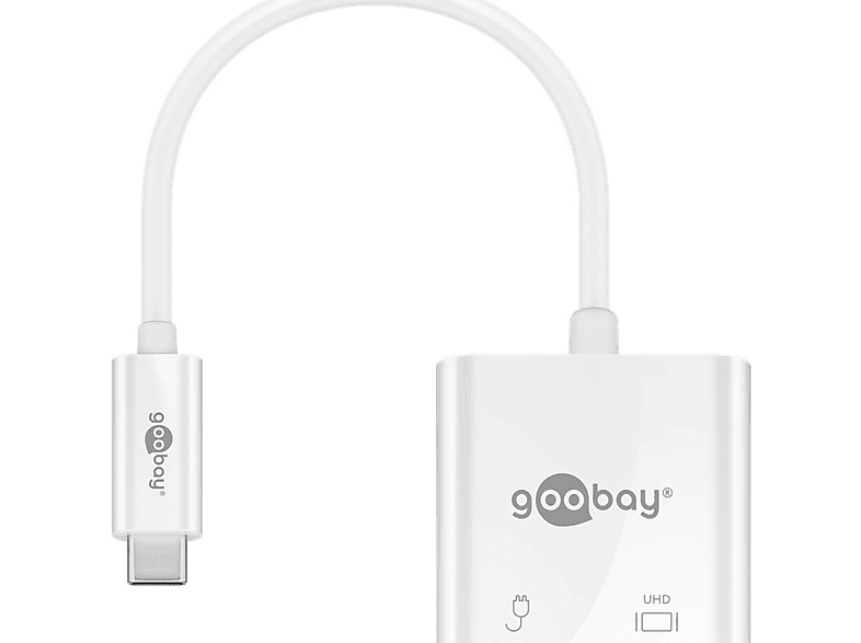 GOOBAY USB-C™-auf-HDMI™-Adapter mit 60 W Power Delivery Adapter, Weiß