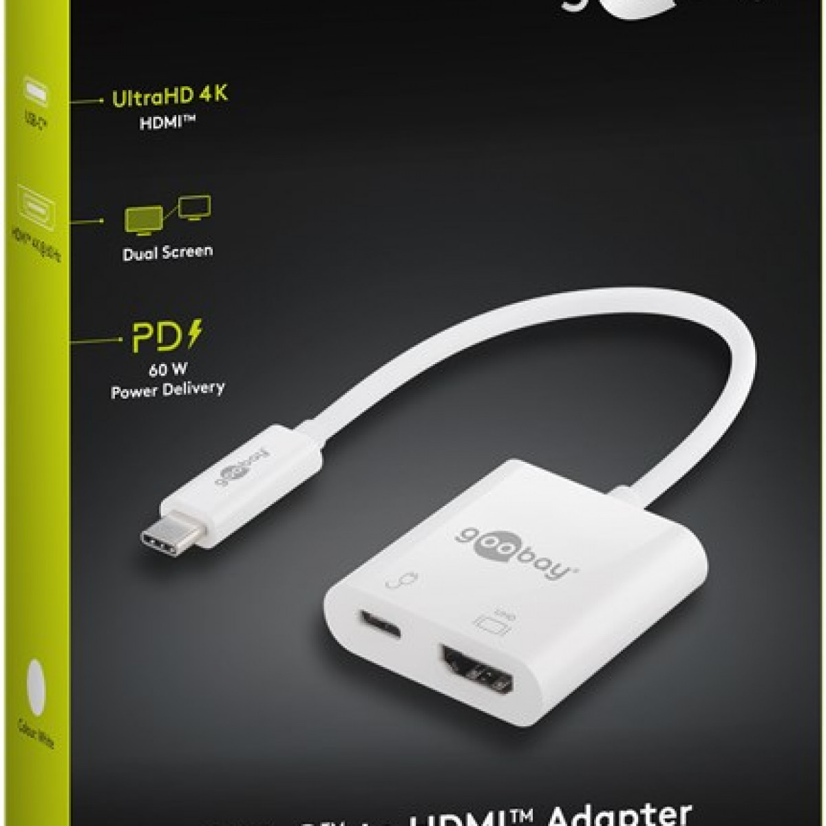 GOOBAY USB-C™-auf-HDMI™-Adapter mit 60 W Weiß Delivery Adapter, Power