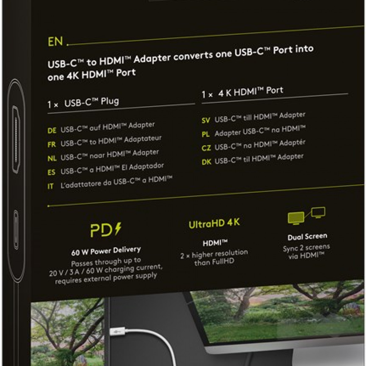 GOOBAY USB-C™-auf-HDMI™-Adapter Power 60 Weiß Adapter, W mit Delivery