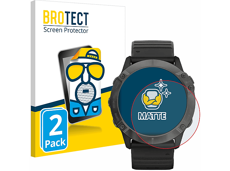 BROTECT 2x matte Schutzfolie(für Garmin Fenix 6X Pro Solar) | Smartwatch Schutzfolien & Gläser