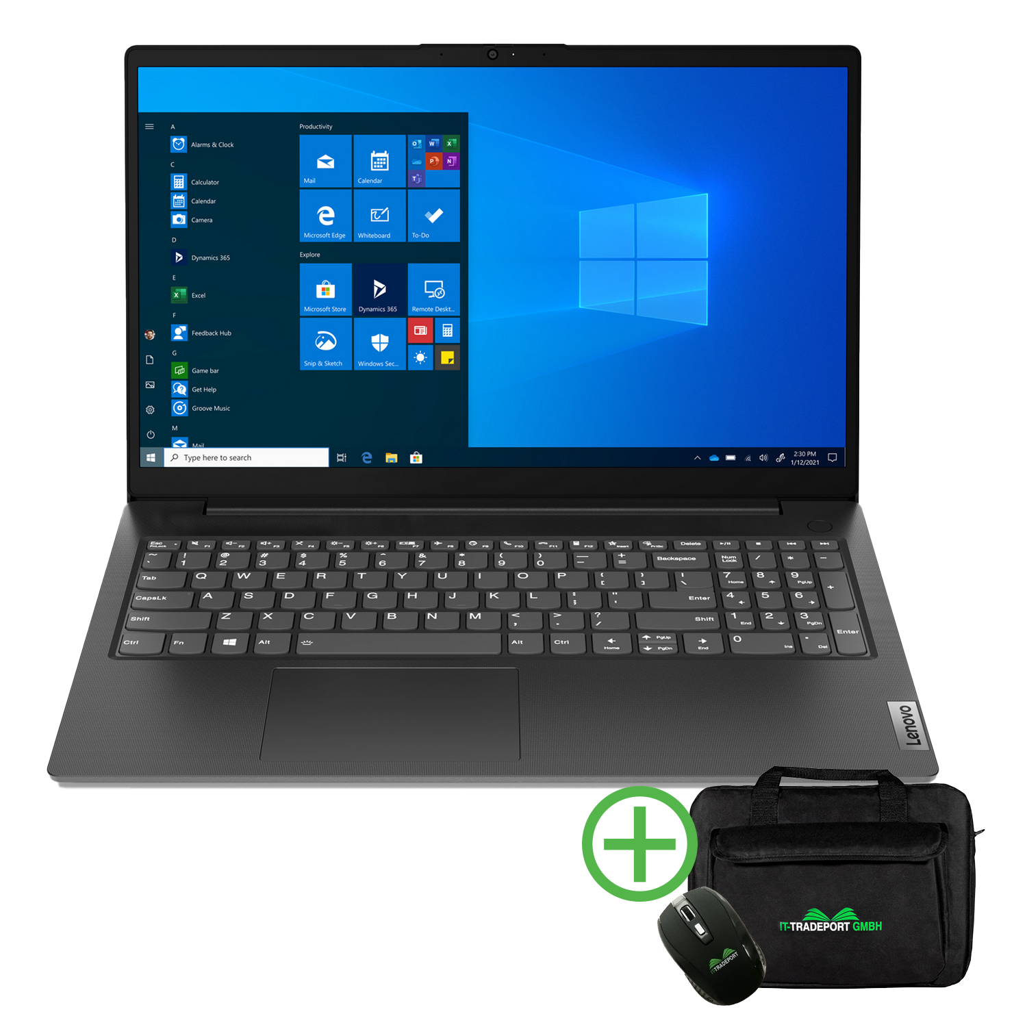 LENOVO V15 G2, fertig eingerichtet, mit SSD, Prozessor, GB Intel® RAM, Pro, Intel 8 Schwarz Notebook i3 Graphics, GB Display, 2021 Office UHD Core™ 1000 Zoll 15,6
