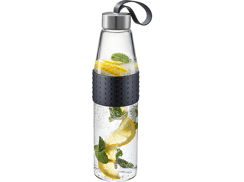 GEFU Edelstahl Glastrinkflasche OLIMPIO auslaufsicher groß Wasserflasche Trinkflasche Flasche