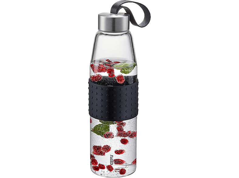 auslaufsicher Glastrinkflasche OLIMPIO klein GEFU Wasserflasche Trinkflasche Edelstahl Flasche