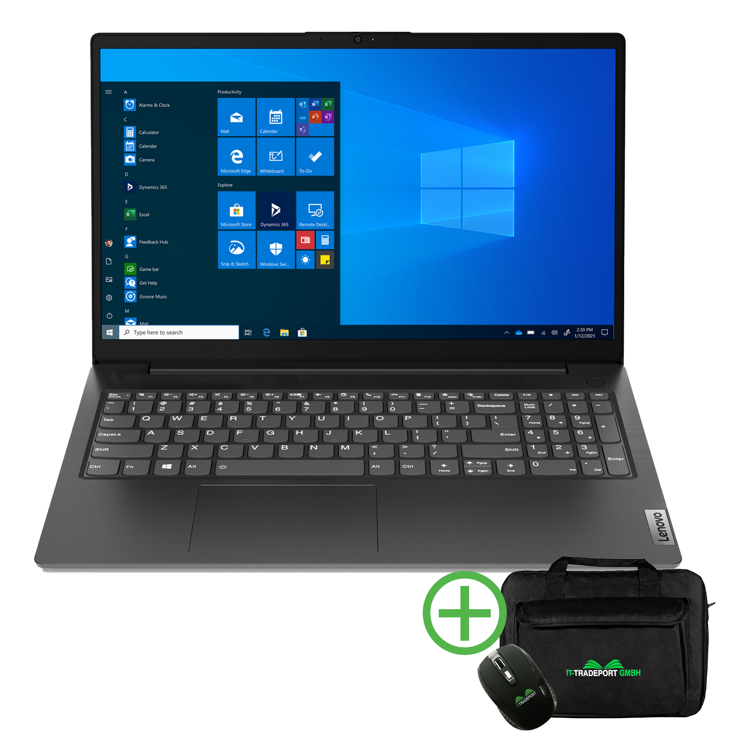 LENOVO V15, Zoll Schwarz Display, 1000 GB Celeron® GB 32 Intel fertig Notebook 15,6 mit UHD eingerichtet, Intel® RAM, Graphics, Prozessor, SSD