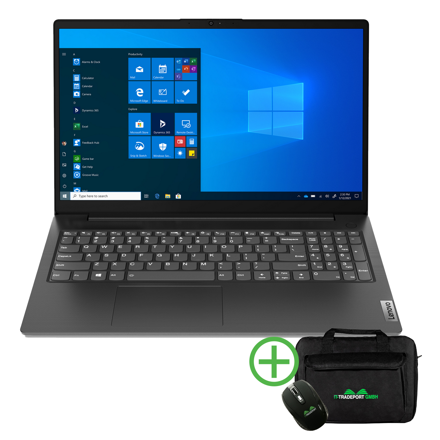 GB Celeron® Prozessor, UHD Display, V15, RAM, eingerichtet, SSD, Schwarz mit 15,6 GB Intel® fertig 1000 Graphics, 16 Notebook LENOVO Zoll Intel