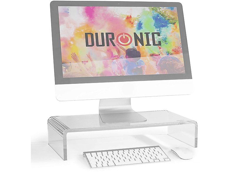 DURONIC DM053 Monitorerhöhung | 50cm x 20cm | Bis 30kg | Erhöhung um 10cm | Bildschirmständer aus Acrylglas, Monitorständer