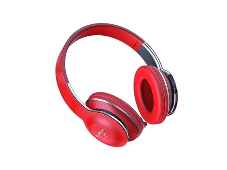 SYNTEK Headset mit kabelloser Bluetooth-Verbindung und starkem Bass, Over-ear Bluetooth Kopfhörer Bluetooth Rot