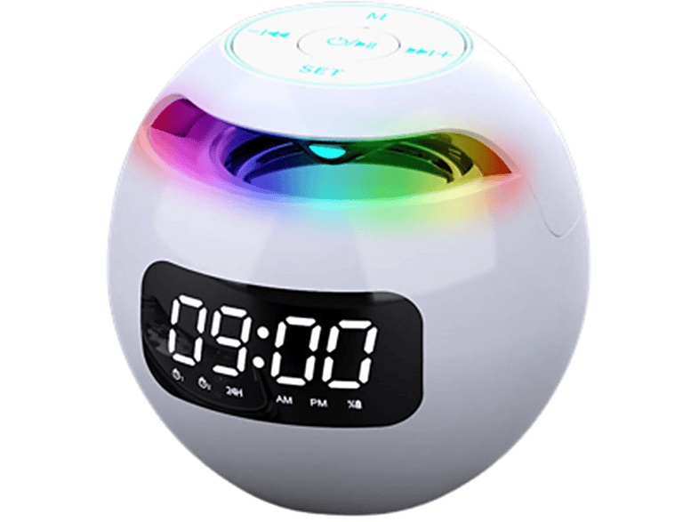 SYNTEK Blendender Bluetooth-Uhrenlautsprecher Mini Subwoofer Weiß, Bluetooth-Lautsprecher, Small Plug-in Wasserfest Portable