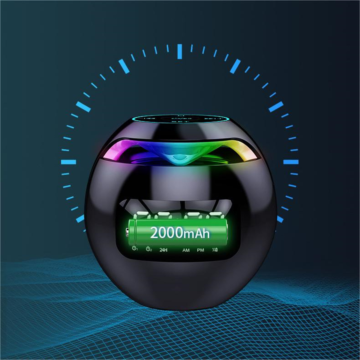 Blendender SYNTEK Wasserfest Schwarz, Plug-in Small Subwoofer Bluetooth-Uhrenlautsprecher Portable Mini Bluetooth-Lautsprecher,