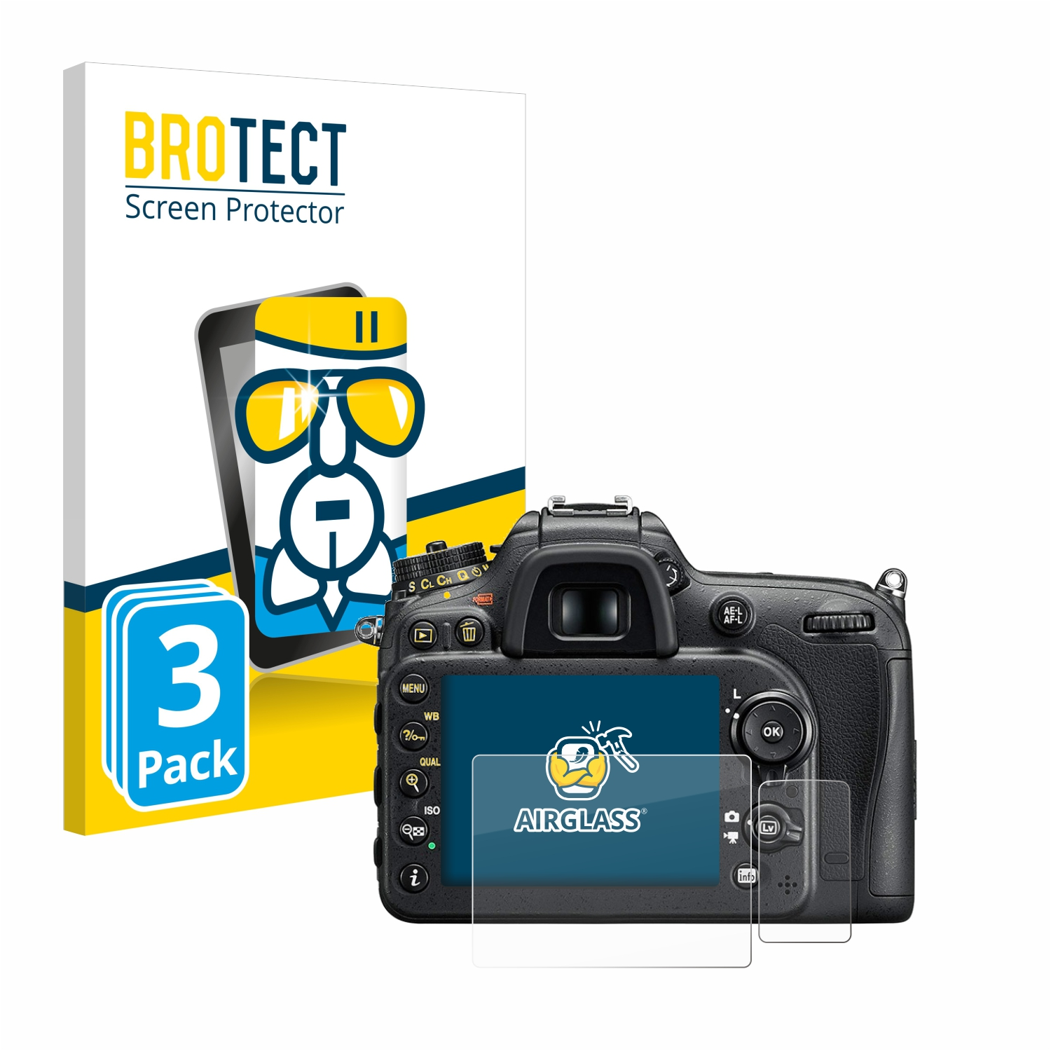 3x Nikon Airglass Schutzfolie(für BROTECT klare D7200)