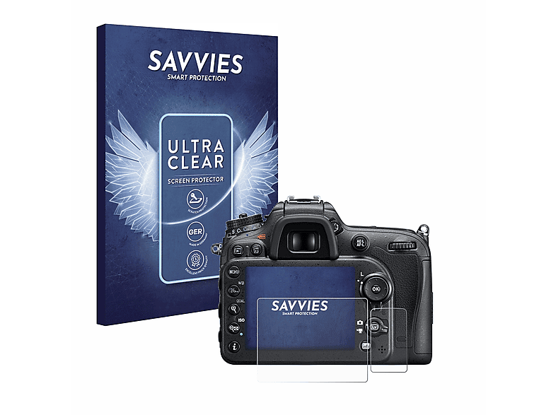 SAVVIES 18x klare Schutzfolie(für Nikon D7200)