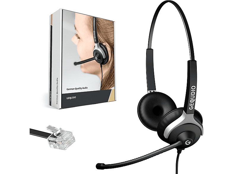 GEQUDIO Headset 2-Ohr für Unify mit Kabel, Headset On-ear Schwarz